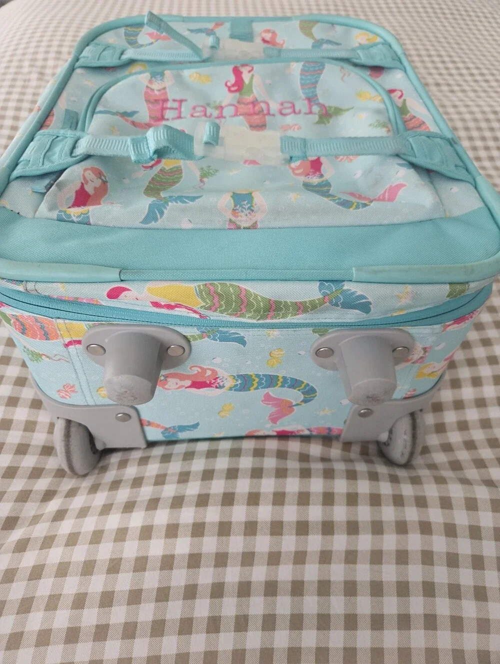 Retired Pottery Barn Kids Mackenzie Aqua Mermaid Rolling Suitcase